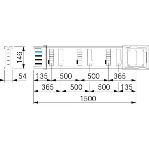 Schneider Electric Canalis White Busbar Trunking, W54 mm x, L1.5m, Aluminium - KSA250ED4156 product image