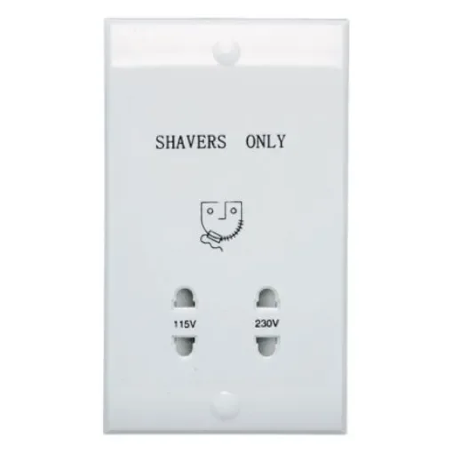 Ansell White 2 Gang Shaver Socket, Indoor Use - ADVSS product image