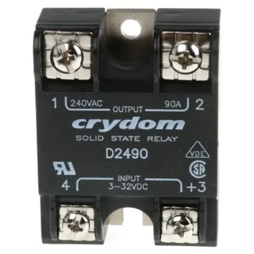 Sensata Crydom Series 1 240 VAC Series Solid State Relay, 90 A rms Load, Surface Mount, 280 V rms Load, 32 V Control - D2490 product image