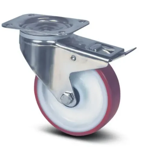 Tente Braked Swivel Castor Wheel, 400kg Capacity, 200mm Wheel - 8377 UAD 200/46 P63 ROUGE product image