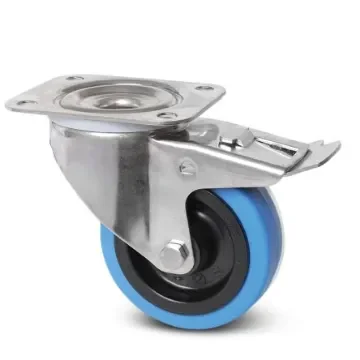 Tente Braked Swivel Castor Wheel, 160kg Capacity, 100mm Wheel - 8377 UFD 100/34 P62 BLEU product image