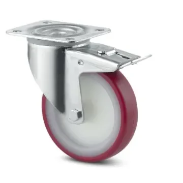 Tente Braked Swivel Castor Wheel, 350kg Capacity, 200mm Wheel - 3477 UAR 200/46 P63 ROUGE product image
