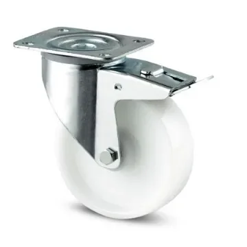 Tente Braked Swivel Castor Wheel, 350kg Capacity, 200mm Wheel - 3477 UOR 200/50 P63 BLANC product image