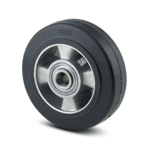 Tente Black, Silver Aluminium Heavy Duty, Precision Ball Bearing Trolley Wheel, 350kg - IEP 160/50-D20 LM60 product image