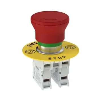 Banner SSA-EBM Series Twist Release Emergency Stop Push Button, Panel Mount, 22mm Cutout, DPST, IP65 - SSA-EBM-02L product image