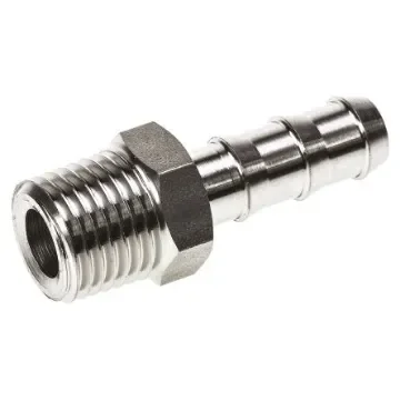 Legris Stainless Steel Pipe Fitting, Straight Hexagon Tailpiece Adapter, Male R 1/4in x Male - 1823 07 13 product image