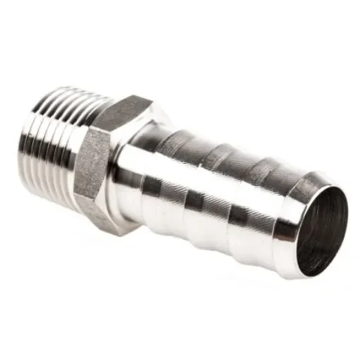 Legris Stainless Steel Pipe Fitting, Straight Hexagon Tailpiece Adapter, Male R 3/8in x Male - 1823 13 17 product image