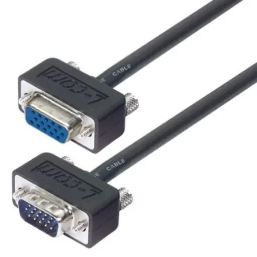 L-Com Male 15 Pin D-sub to Female 15 Pin D-sub SVGA Cable, 5ft Black - CTL3VGAMF-5T product image