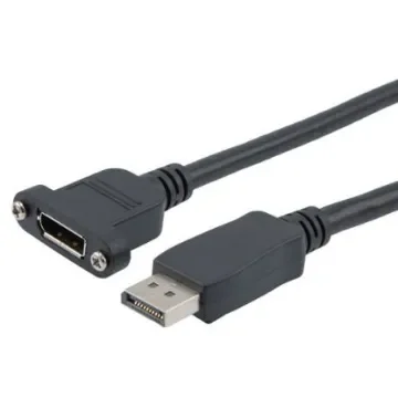 L-Com Male DisplayPort to Female DisplayPort, PVC  Cable, 500mm - DP20P-MFP-BLK-05M product image