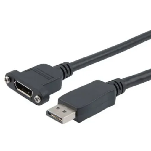L-Com Male DisplayPort to Female DisplayPort, PVC  Cable, 500mm - DP20P-MFP-BLK-05M product image