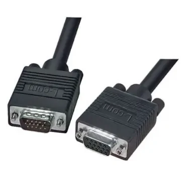 L-Com Male 15 Pin D-sub to Female 15 Pin D-sub SVGA Cable, 5ft Black - CTL3VGAMF-5B product image