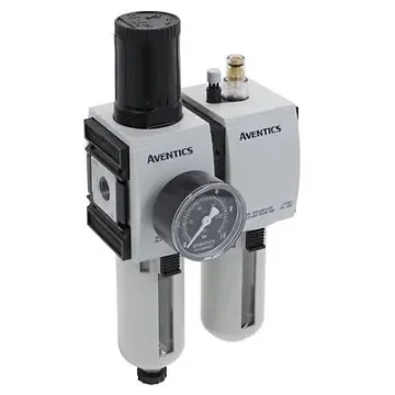 EMERSON ? AVENTICS G 3/8 Filter Regulator Lubricator, Semi Automatic Drain, 5µm Filtration Size - With Pressure Gauge - R412007298 product image