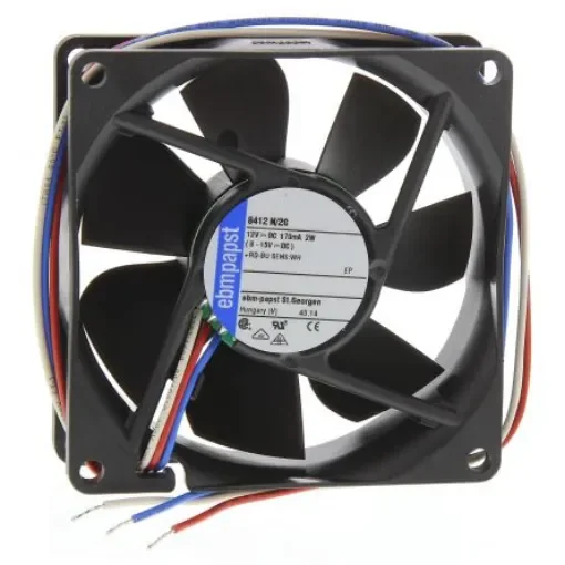 ebm-papst 8400 N Series Axial Fan, 12 V dc, DC Operation, 69m³/h, 2W, 167mA Max, 80 x 80 x 25mm - 8412N/2G product image