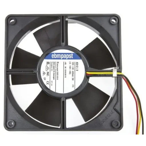 ebm-papst 4300 Series Axial Fan, 12 V dc, DC Operation, 170m³/h, 5W, 417mA Max, 119 x 119 x 32mm - 4312/2 product image