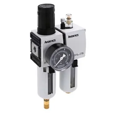 EMERSON ? AVENTICS G 1/4 Filter Regulator Lubricator, Semi Automatic Drain, 5µm Filtration Size - With Pressure Gauge - R412006299 product image