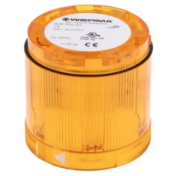 Werma 843 Series Amber Steady Effect Beacon Unit, 24 V dc, LED Bulb, AC, DC, IP54 - 843.300.55 product image