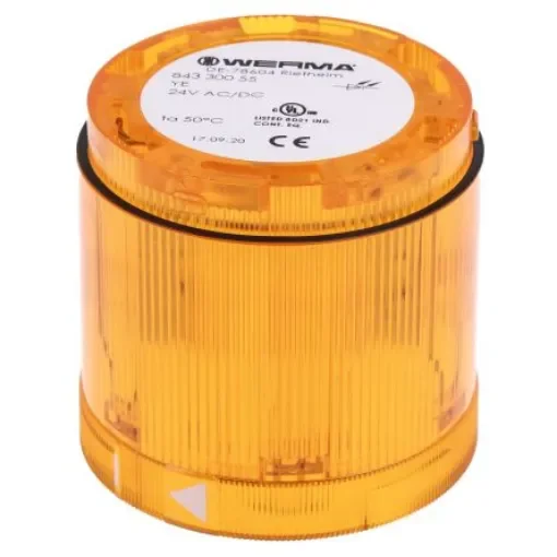 Werma 843 Series Amber Steady Effect Beacon Unit, 24 V dc, LED Bulb, AC, DC, IP54 - 843.300.55 product image