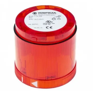 Werma 843 Series Red Flashing Effect Beacon Unit, 24 V dc, LED Bulb, AC, DC, IP54 - 843.110.55 product image