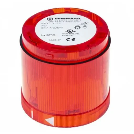Werma 843 Series Red Flashing Effect Beacon Unit, 24 V dc, LED Bulb, AC, DC, IP54 - 843.110.55 product image