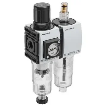 EMERSON ? AVENTICS G 1/4 Filter Regulator Lubricator, Semi Automatic Drain, 5µm Filtration Size - With Pressure Gauge - R412014672 product image