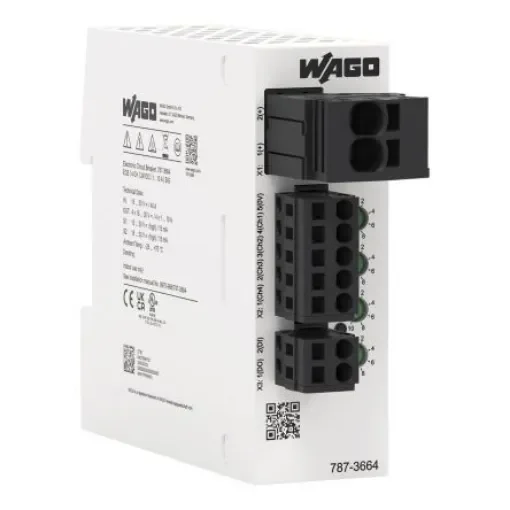 WAGO Electronic Circuit Breaker 10A 24V 787, 4 channels , DIN Rail - 787-3664 product image