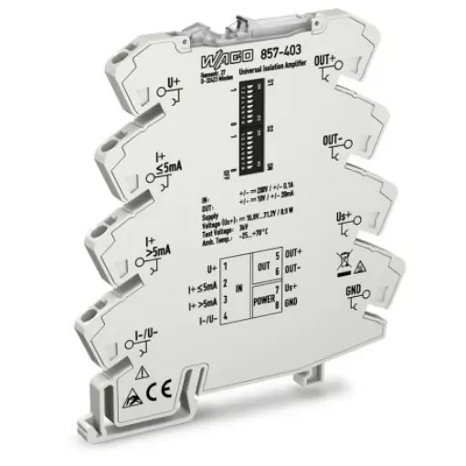WAGO 857 Series Signal Conditioner, Current, Voltage Input, Current, Voltage Output, 24V dc Supply - 857-403 product image