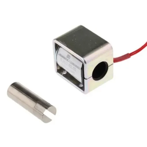 Mecalectro Linear Solenoid, 12 V dc, 2.5N, 35.3 x 31.8 x 25.4 mm - 8.M13 02 52 12 VCC 100% product image