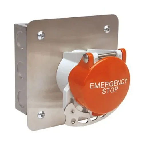 Craig & Derricott Stay Put Control Station Switch - SPDT, Stainless Steel, 9 Cutouts, Red, Emergency Stop, IP65 - EMSH/P/F1/F/CO product image