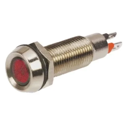 Marl Red Panel Mount Indicator, 12V dc, 8.1mm Mounting Hole Size, Solder Tab Termination, IP67 - 508-501-21 product image