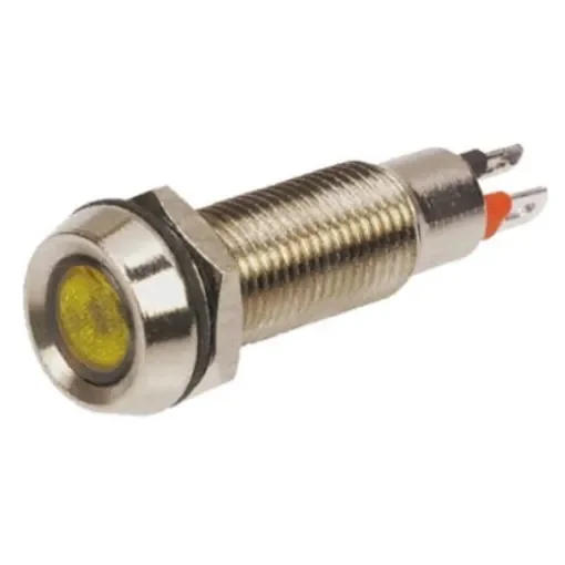 Marl Yellow Panel Mount Indicator, 12V dc, 8.1mm Mounting Hole Size, Solder Tab Termination, IP67 - 508-521-21 product image