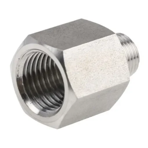 Legris Stainless Steel Pipe Fitting, Straight Hexagon Increaser, Male R 1/8in x Female G 1/4in - 1861 10 13 product image