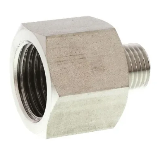 Legris Stainless Steel Pipe Fitting, Straight Hexagon Increaser, Male R 1/4in x Female G 1/2in - 1861 13 21 product image