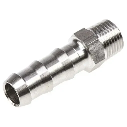 Legris Stainless Steel Pipe Fitting, Straight Hexagon Tailpiece Adapter, Male R 1/8in x Male - 1823 07 10 product image