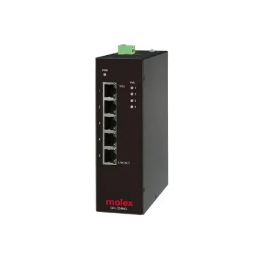 Molex IP20 Unmanaged PoE Ethernet Switch, Unmanaged 5 Port Industrial Ethernet Switch With PoE RJ-45 - 1120361010 product image