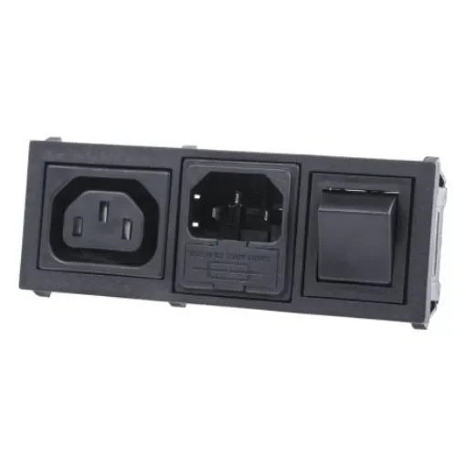 Bulgin C13, C14 Snap-In IEC Connector Socket, Plug, 10A, 250 V, Fuse Size 5 x 20mm - BZH11/Z0000/10 product image