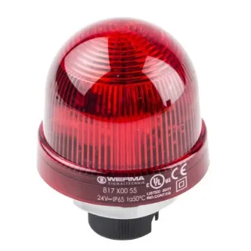 Werma EM 817 Series Red Flashing Beacon, 24 V dc, Panel Mount, Xenon Bulb, IP65 - 817.100.55 product image