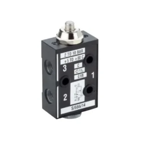 Norgren Plunger 3/2 Pneumatic Manual Control Valve S/666 Series, G 1/8, 1/8in, III B - S/666/14 product image