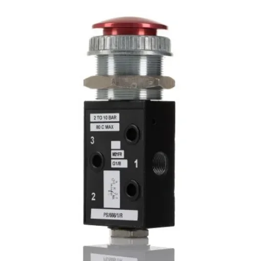 Norgren Push Button 3/2 Pneumatic Manual Control Valve S/666 Series, G 1/8, 1/8in, PS/666/1/R product image