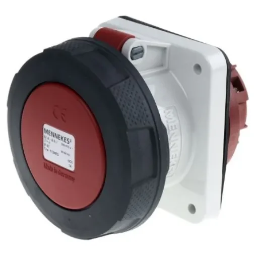 MENNEKES, SoftCONTACT IP67 Red Panel Mount 4P Industrial Power Socket, Rated At 63A, 400 V - 1124A product image