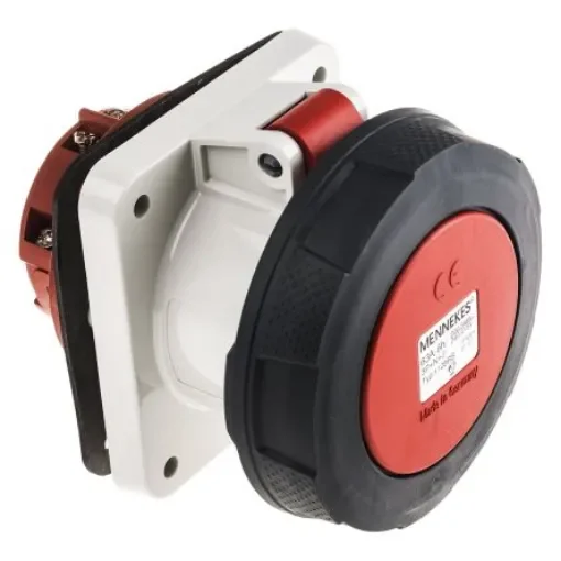 MENNEKES, SoftCONTACT IP67 Red Panel Mount 3P + N + E Industrial Power Socket, Rated At 63A, 400 V - 1128A product image