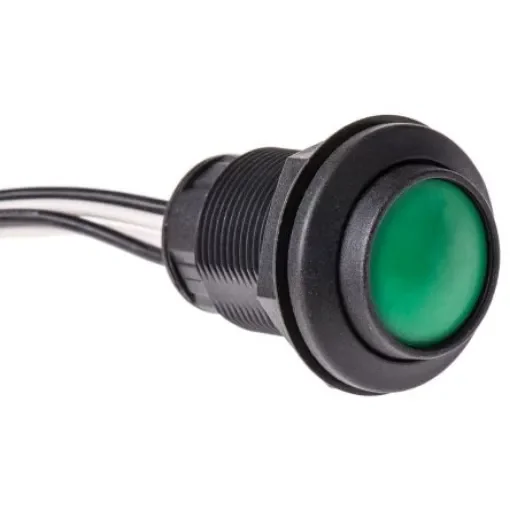 ITW Switches 49-76 Series Push Button Switch, Momentary, Panel Mount, 30.5mm Cutout, SPST, Clear LED, 250V ac, IP67 - 49-769025 product image