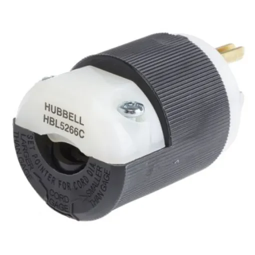 Hubbell USA Mains Plug, 15A Black, Cable Mount Nylon Screw, 125 V - HBL5266C product image