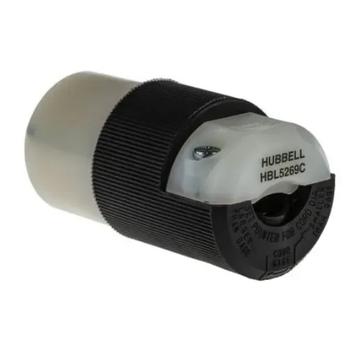 Hubbell USA Mains Connector, 15A Black, Cable Mount Nylon Screw, 125 V - HBL5269C product image