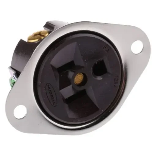 Hubbell USA Mains Connector, 15A Brown, Panel Mount Phenolic, Steel Screw, 125 V - HBL5256 product image