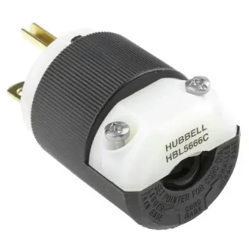 Hubbell USA Mains Plug, 15A Black, Cable Mount Nylon Screw, 250 V - HBL5666C product image