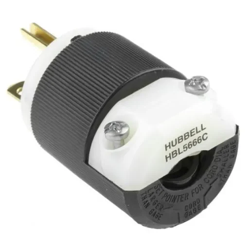 Hubbell USA Mains Plug, 15A Black, Cable Mount Nylon Screw, 250 V - HBL5666C product image