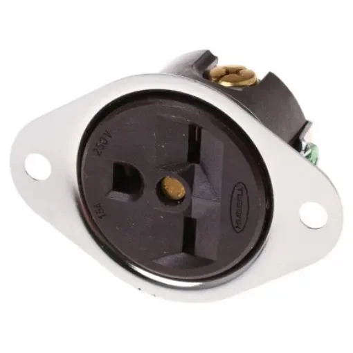 Hubbell USA Mains Connector, 15A Black, Panel Mount Nylon Screw, 250 V - HBL5656 product image