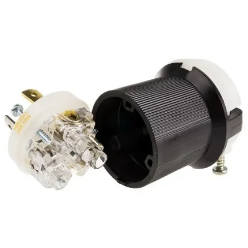 Hubbell USA Mains Plug, 20A Black, Cable Mount Nylon Screw, 125 V - HBL2311 product image