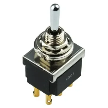 TE Connectivity Toggle Switch, Panel Mount, (On)-Off-(On), DPDT, Solder Terminal, 125V ac - FTS0904 product image