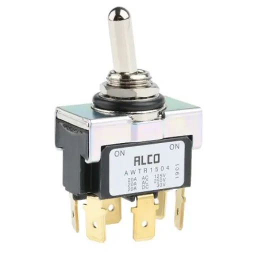 TE Connectivity Toggle Switch, Panel Mount, On-(On), DPDT, Tab Terminal - AWTR1504 product image